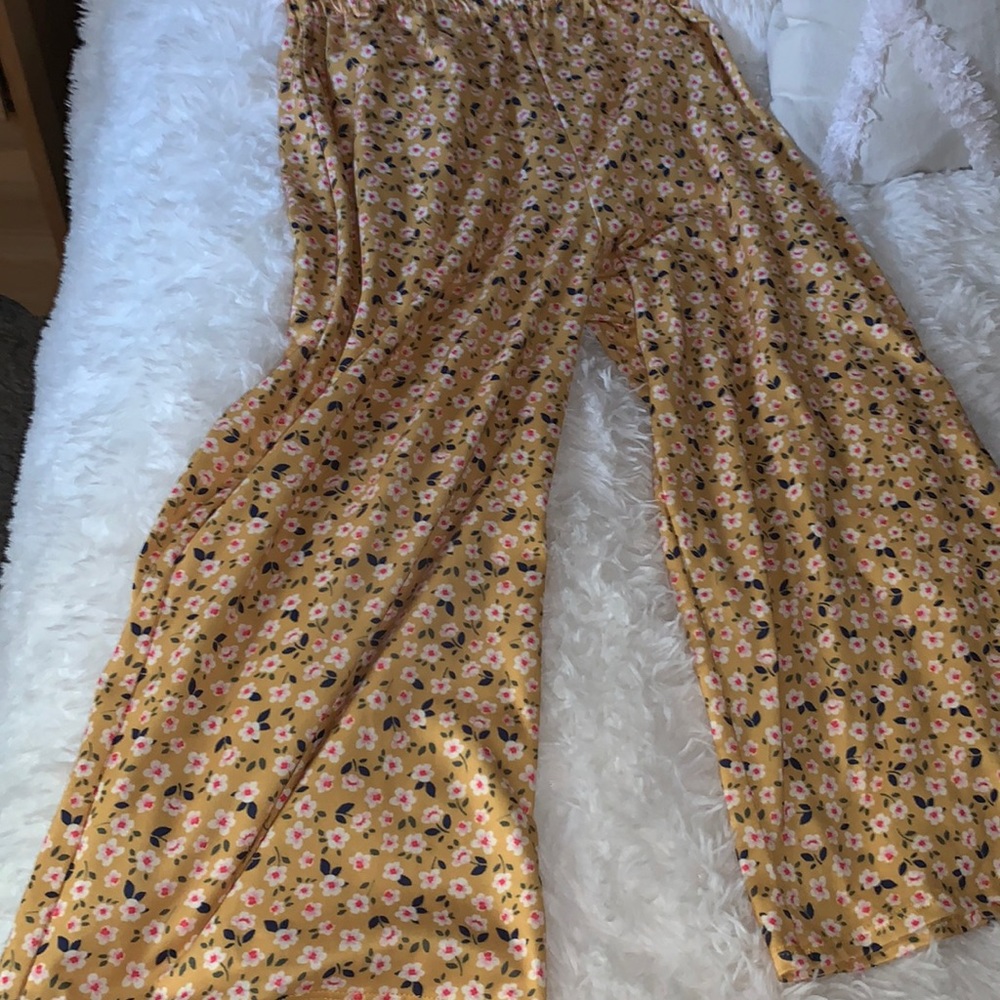 bell bottom legging material pants with flowers